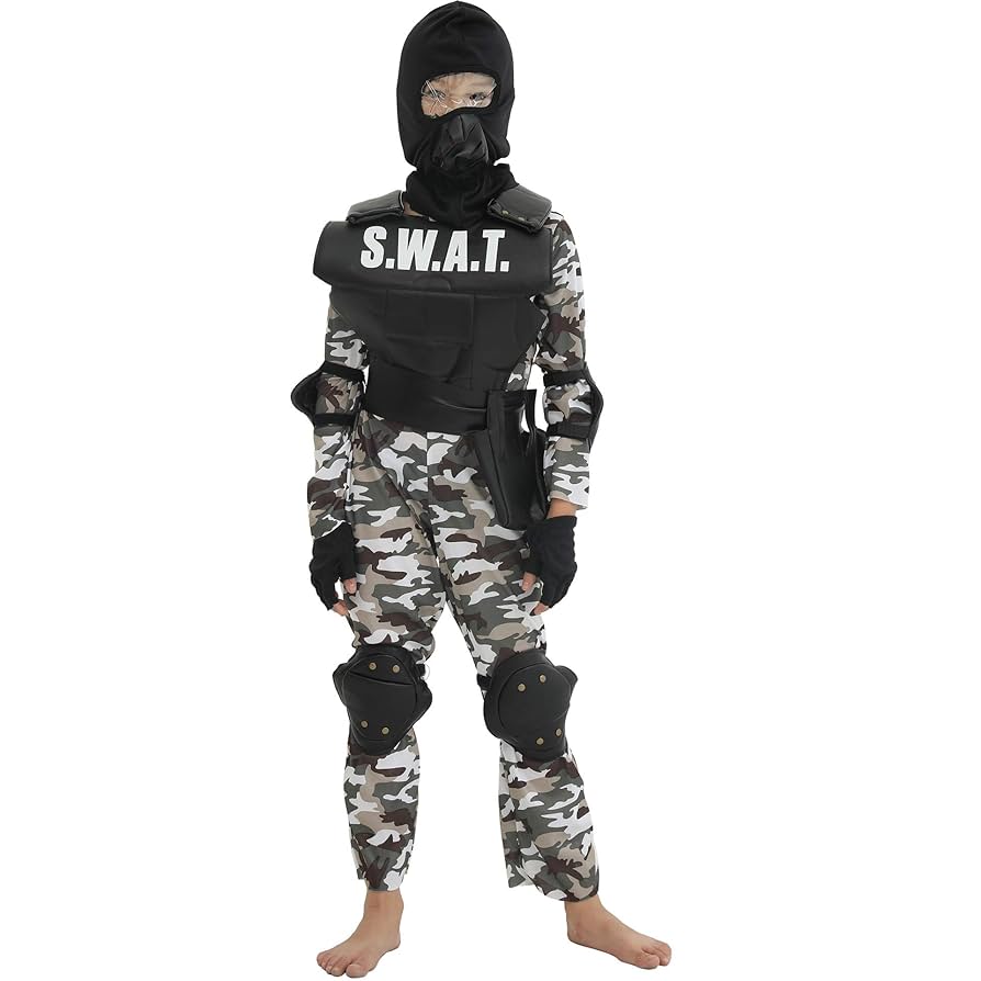 Amazon.co.jp: 【Sanjucos】特警 SWAT 制服 子供用 キッズ 長袖